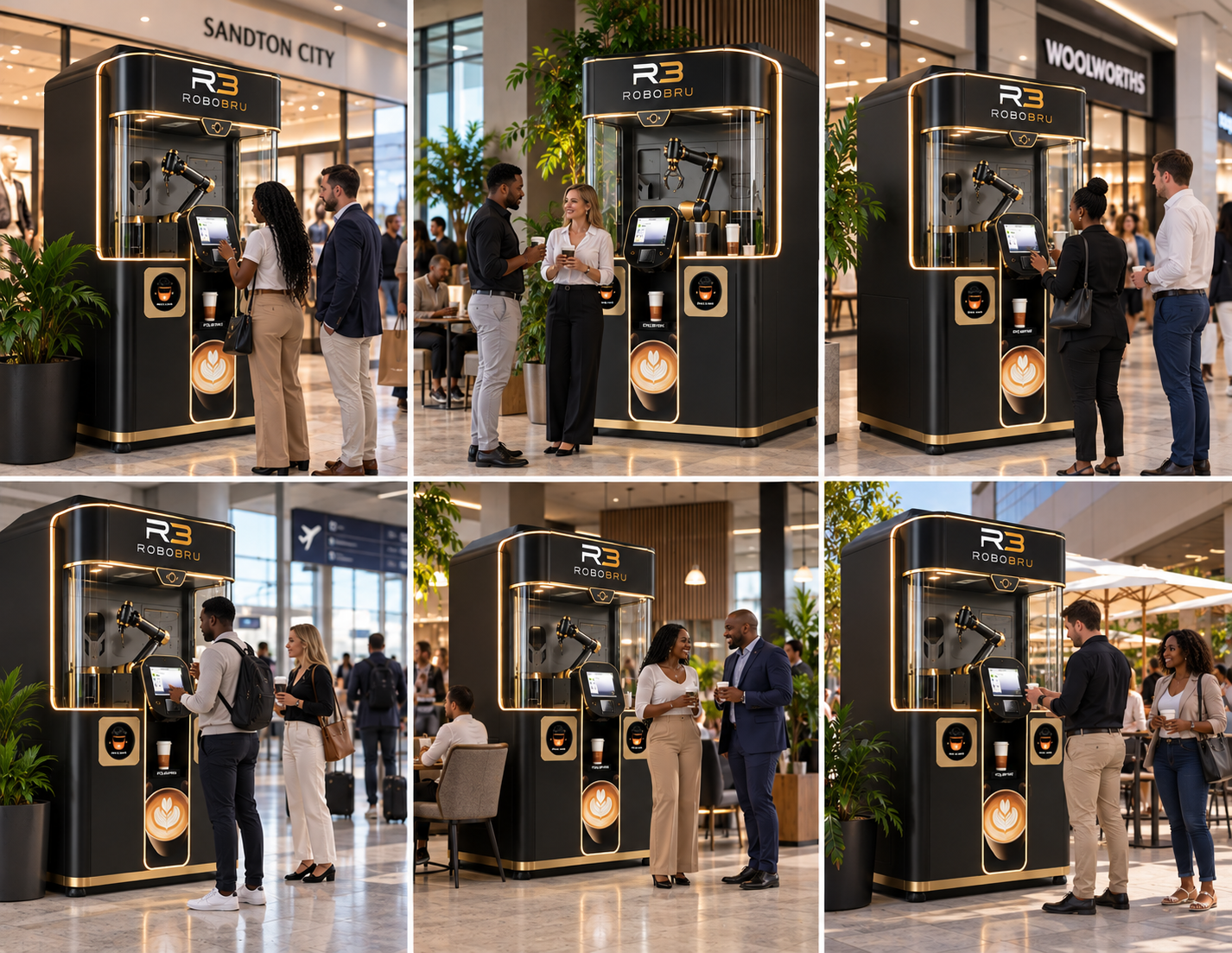 Robobru kiosks installed in offices, lounges, stations and shopping malls