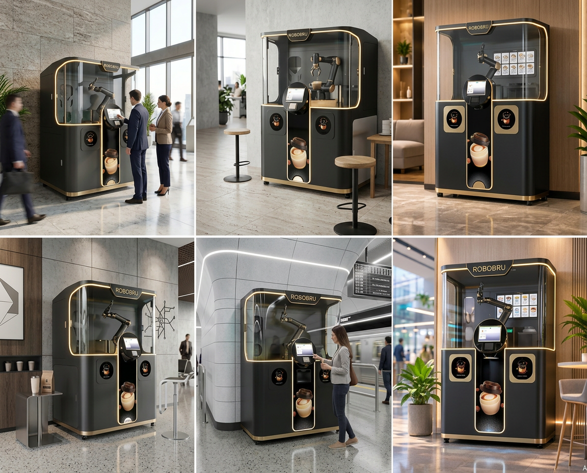Robobru kiosks installed in offices, lounges, stations and shopping malls